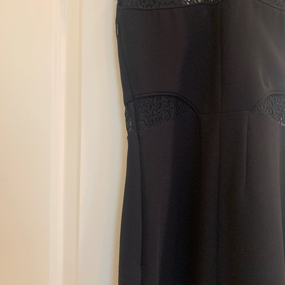 Kooples black cocktail dress with leather detail - Picture 5 of 10